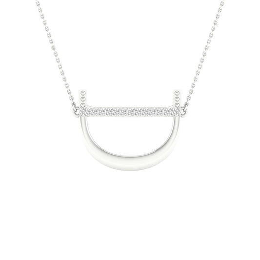 10k White Gold Round Diamond Initial Letter Necklace