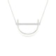 10k White Gold Round Diamond Initial Letter Necklace