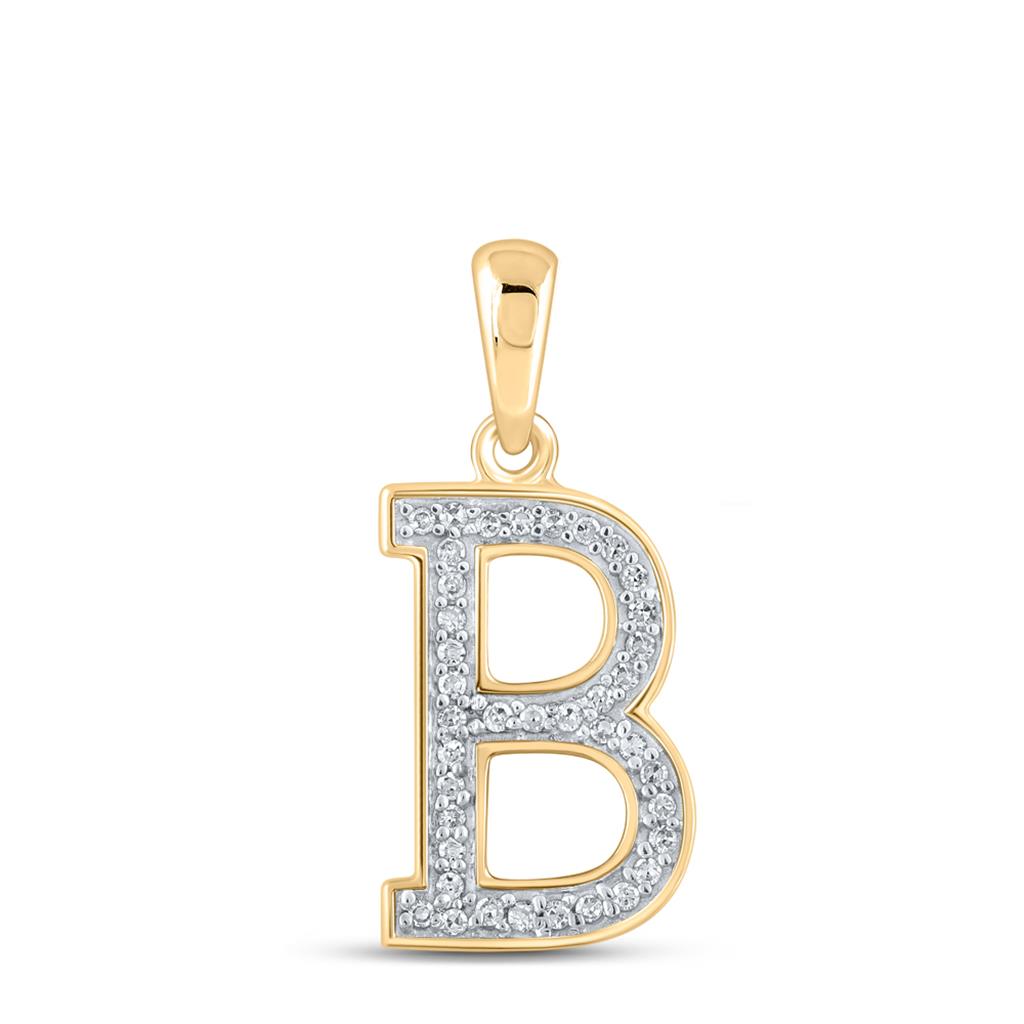 Round Diamond Initial Letter Pendant 1/12 to 1/10 Cttw