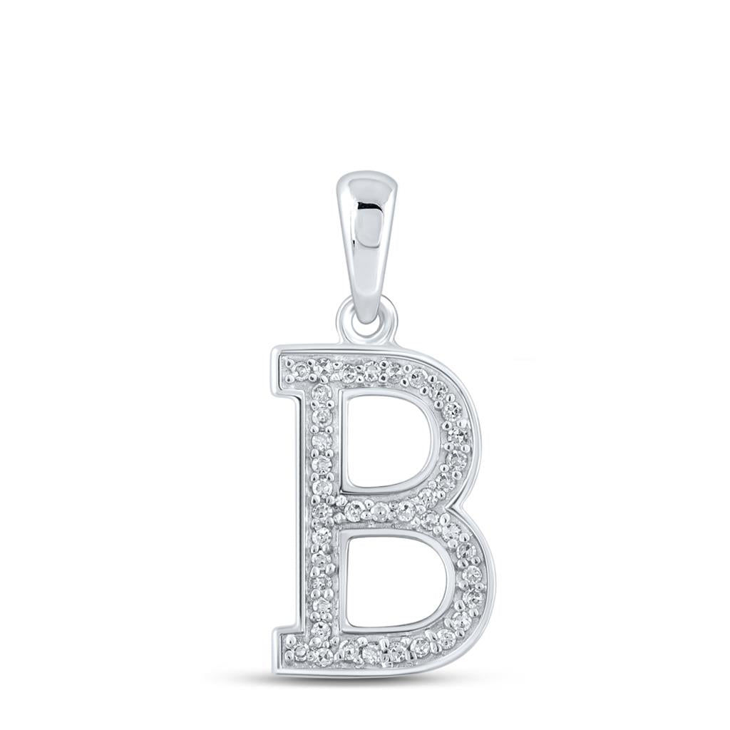 Round Diamond Initial Letter Pendant 1/12 to 1/10 Cttw