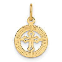 14K Eternal Life Cross in Circle Charm