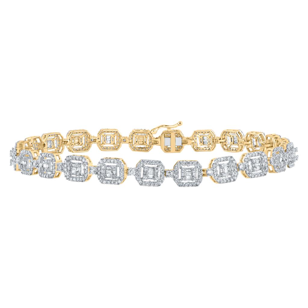 Baguette Diamond Square Link Bracelet 4 Cttw