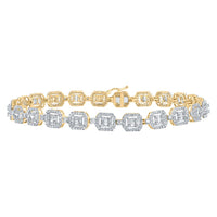 Baguette Diamond Square Link Bracelet 4 Cttw