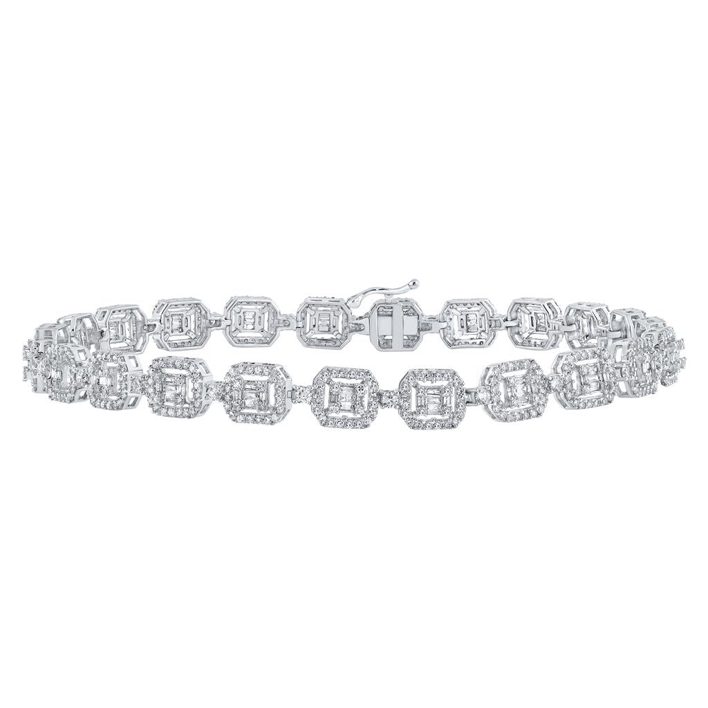 Baguette Diamond Square Link Bracelet 4 Cttw