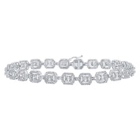 Baguette Diamond Square Link Bracelet 4 Cttw
