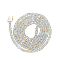 10k Yellow Gold Round Diamond 24-inch Tennis Chain Necklace 3-3/4 Cttw