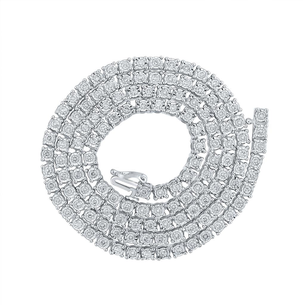 Round Diamond 20-inch Link Chain Necklace 4-3/8 Cttw