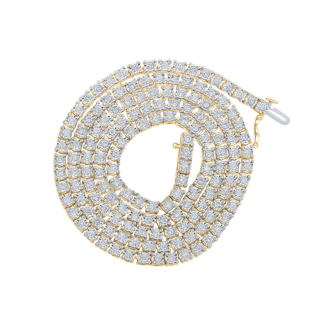 10k Yellow Gold Round Diamond 24-inch Link Chain Necklace 5-1/4 Cttw