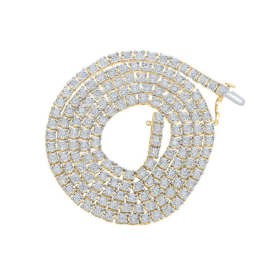 10k Yellow Gold Round Diamond 24-inch Link Chain Necklace 5-1/4 Cttw