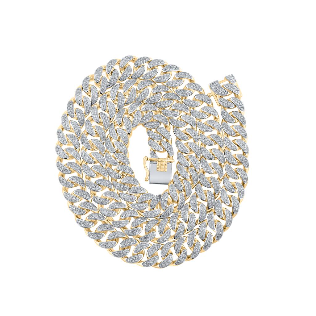 10k Yellow Gold Round Diamond 20-inch Cuban Link Chain Necklace 5 Cttw