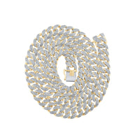 10k Yellow Gold Round Diamond 20-inch Cuban Link Chain Necklace 5 Cttw