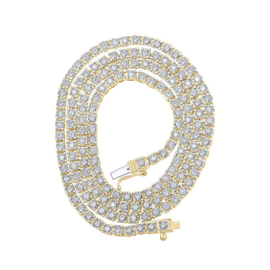 10k Yellow Gold Round Diamond 20-inch Link Chain Necklace 2-7/8 Cttw