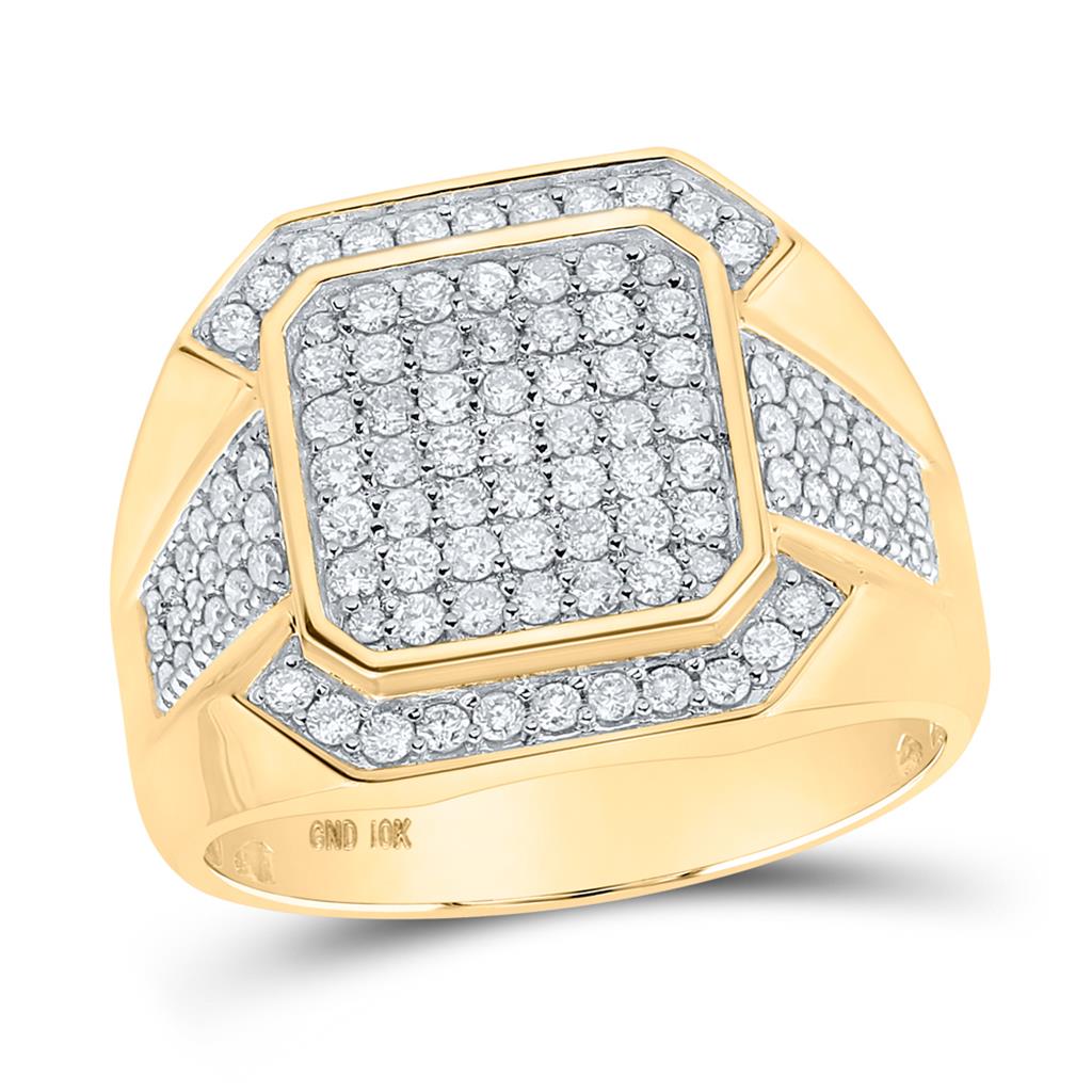 10k Yellow Gold Round Diamond Square Ring 1 Cttw