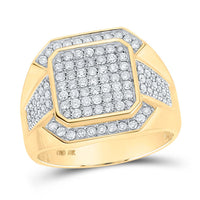 10k Yellow Gold Round Diamond Square Ring 1 Cttw