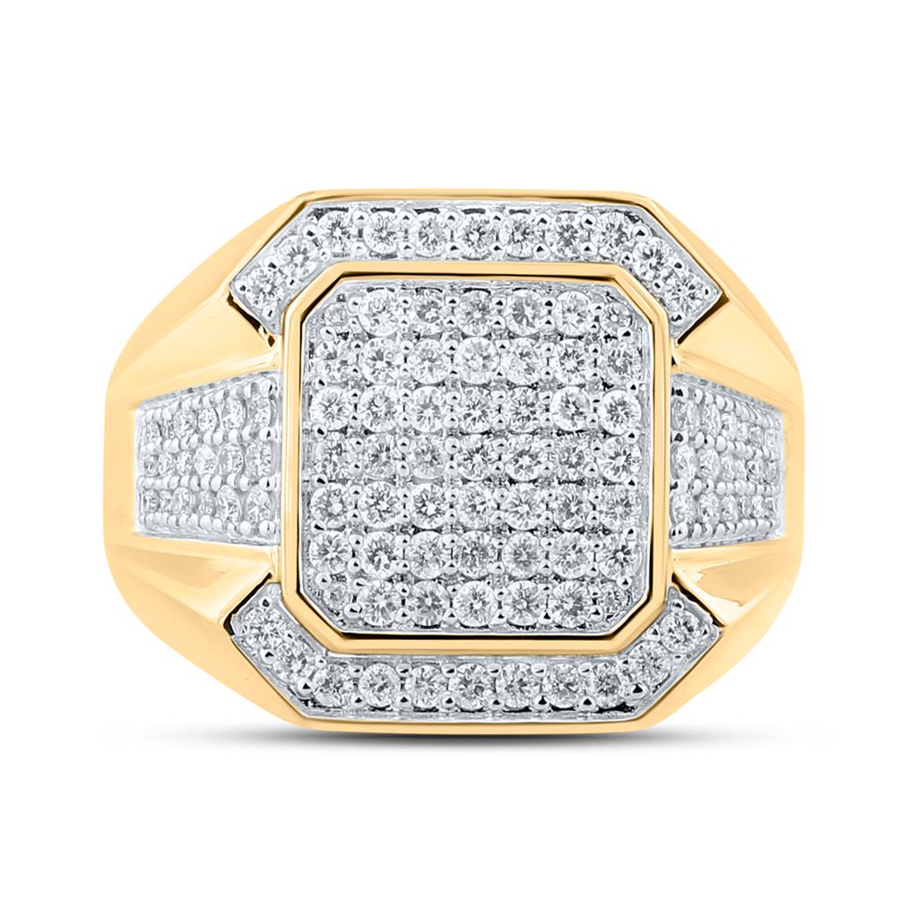10k Yellow Gold Round Diamond Square Ring 1 Cttw