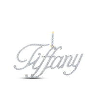 10k Yellow Gold Round Diamond Tiffany Name Pendant