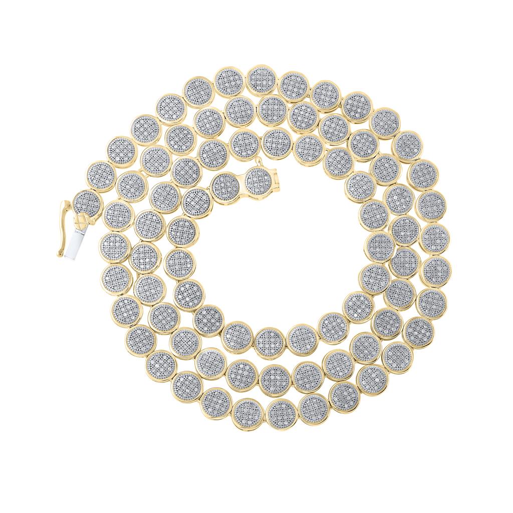 10k Yellow Gold Round Diamond Link Chain Necklace 2-3/4 Cttw
