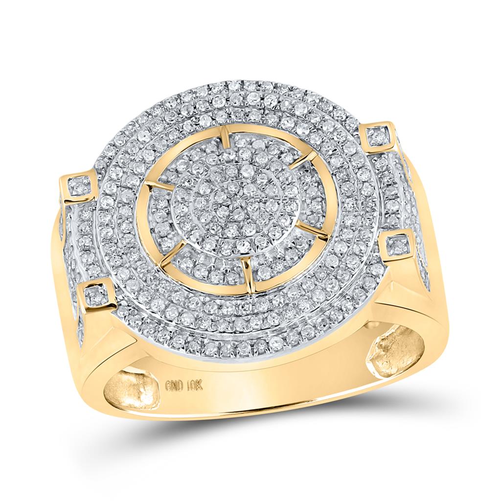 10k Yellow Gold Round Diamond Circle Ring 3/4 Cttw