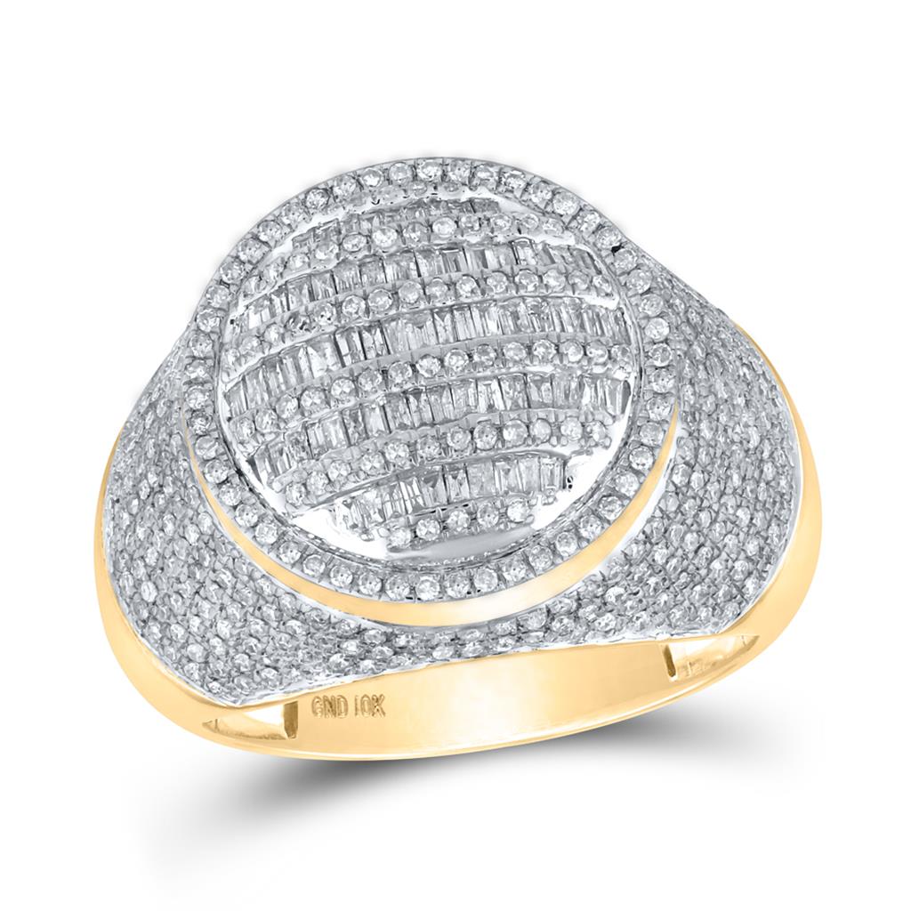 10k Yellow Gold Baguette Diamond Circle Ring 1-5/8 Cttw