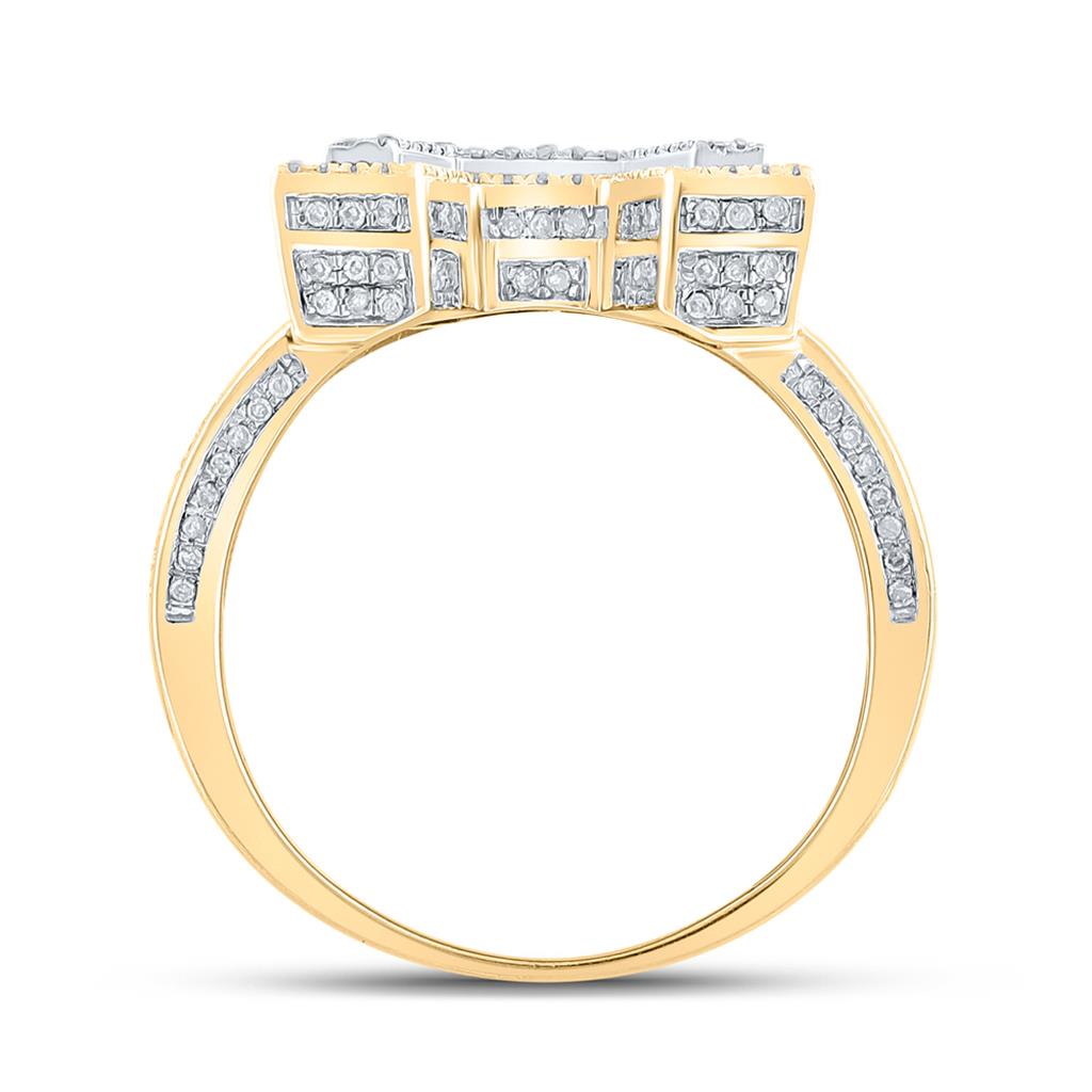 10k Two-tone Gold Round Diamond Initial A Letter Ring 1-1/4 Cttw