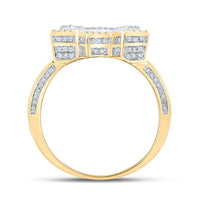 10k Two-tone Gold Round Diamond Initial A Letter Ring 1-1/4 Cttw