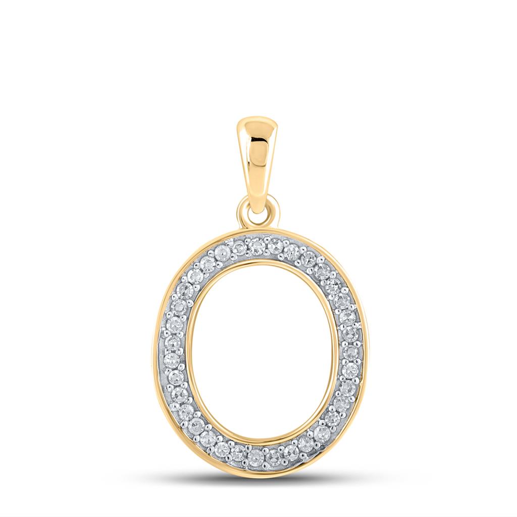10k Yellow Gold Round Diamond Initial Letter Pendant