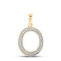 10k Yellow Gold Round Diamond Initial Letter Pendant