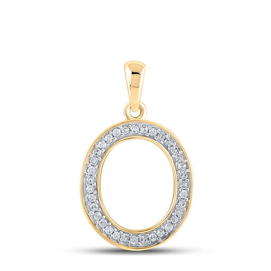 10k Yellow Gold Round Diamond Initial Letter Pendant
