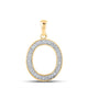 10k Yellow Gold Round Diamond Initial Letter Pendant