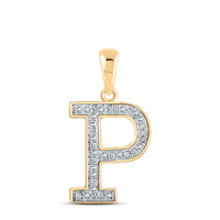 10k Yellow Gold Round Diamond Initial Letter Pendant