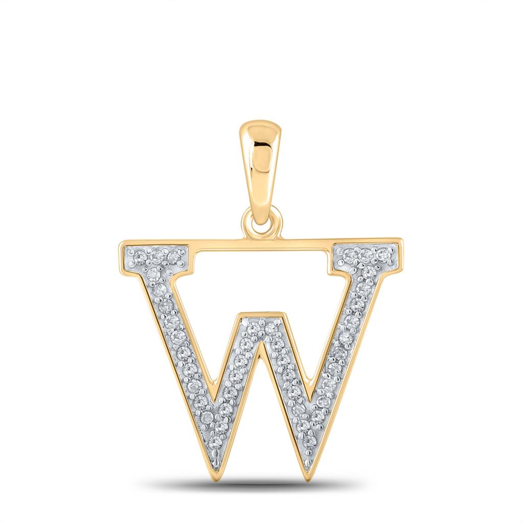 10k Yellow Gold Round Diamond Initial Letter Pendant