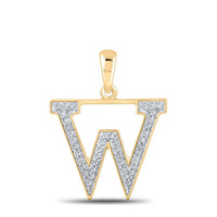 10k Yellow Gold Round Diamond Initial Letter Pendant
