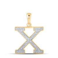 10k Yellow Gold Round Diamond Initial Letter Pendant