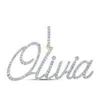 10k Yellow Gold Round Diamond Olivia Name Pendant