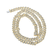 10k Yellow Gold Round Diamond 22-inch Cuban Link Chain Necklace 8-5/8 Cttw