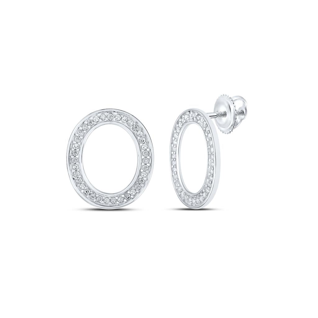 Round Diamond O Initial Letter Earrings