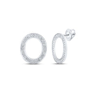Round Diamond O Initial Letter Earrings