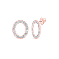 Round Diamond O Initial Letter Earrings