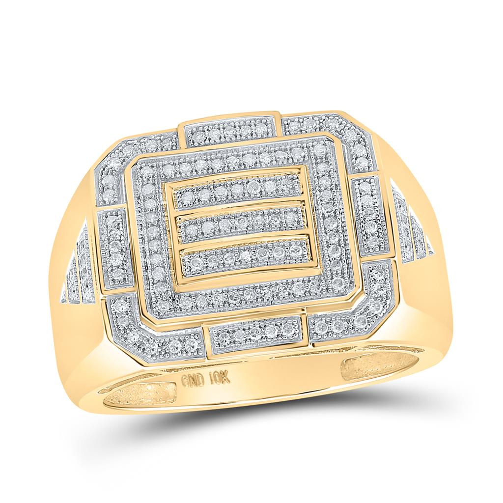 10k Yellow Gold Round Diamond Cluster Ring 1/3 Cttw