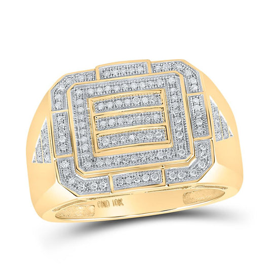 10k Yellow Gold Round Diamond Cluster Ring 1/3 Cttw