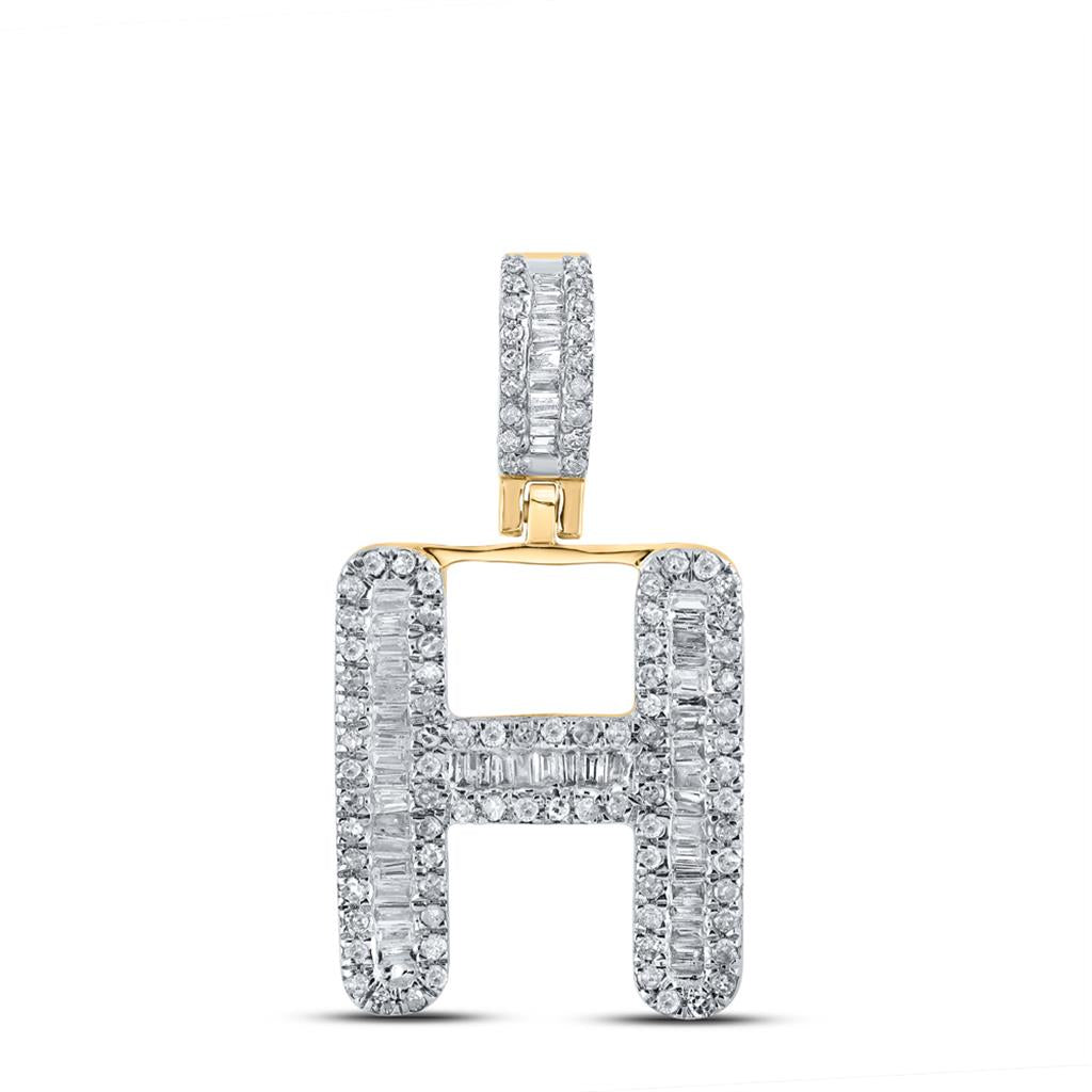 Baguette Diamond Initial Letter Pendant 3/8 to 1/2 Cttw