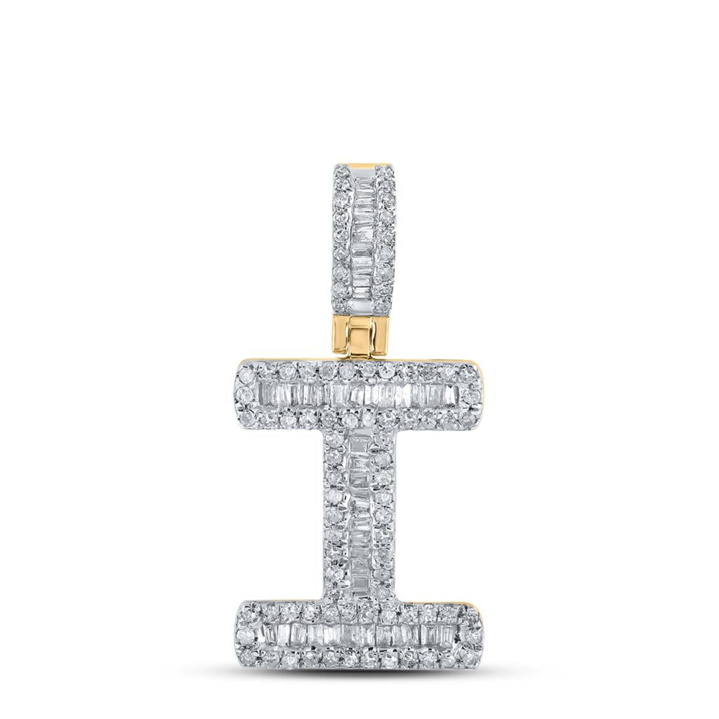 Baguette Diamond Initial Letter Pendant 3/8 to 1/2 Cttw