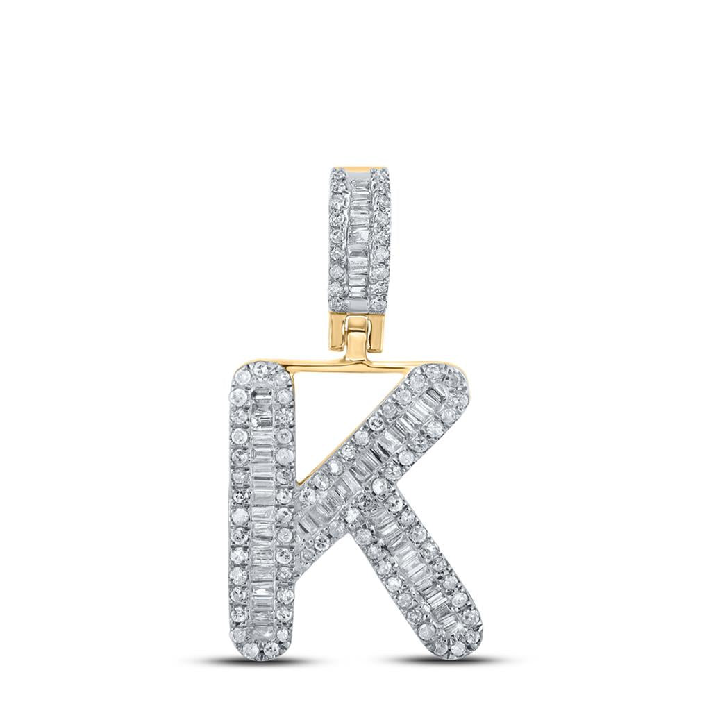 Baguette Diamond Initial Letter Pendant 3/8 to 1/2 Cttw
