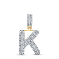 Baguette Diamond Initial Letter Pendant 3/8 to 1/2 Cttw