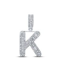 Baguette Diamond Initial Letter Pendant 3/8 to 1/2 Cttw