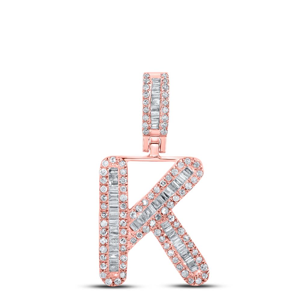Baguette Diamond Initial Letter Pendant 3/8 to 1/2 Cttw