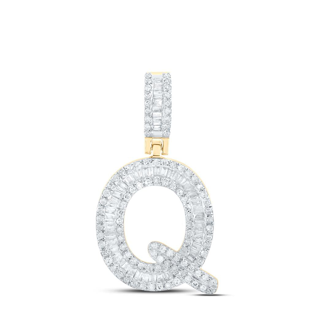 Baguette Diamond Initial Letter Pendant 3/8 to 1/2 Cttw