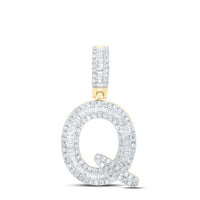 Baguette Diamond Initial Letter Pendant 3/8 to 1/2 Cttw