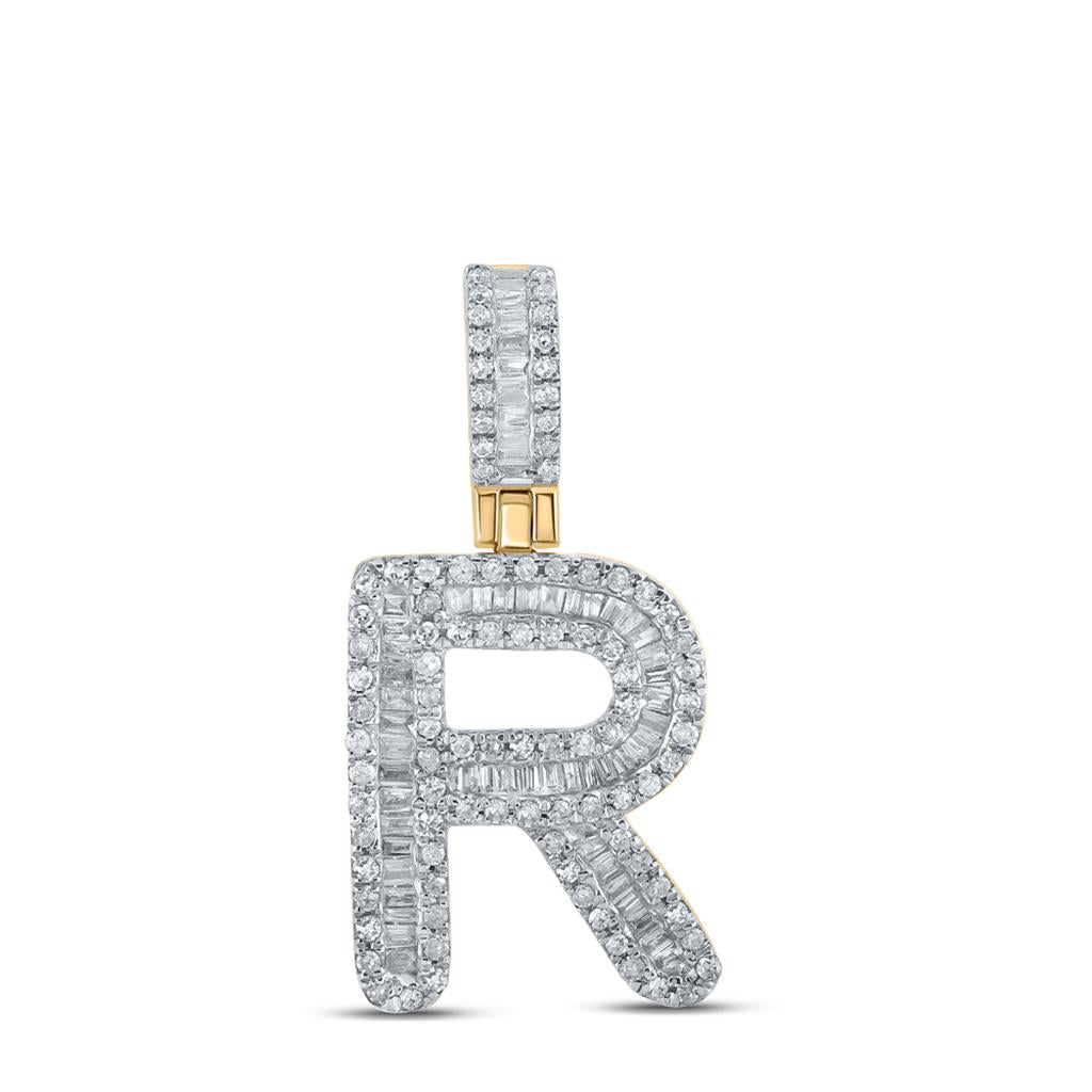 Baguette Diamond Initial Letter Pendant 3/8 to 1/2 Cttw