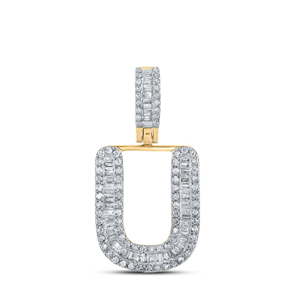 Baguette Diamond Initial Letter Pendant 3/8 to 1/2 Cttw